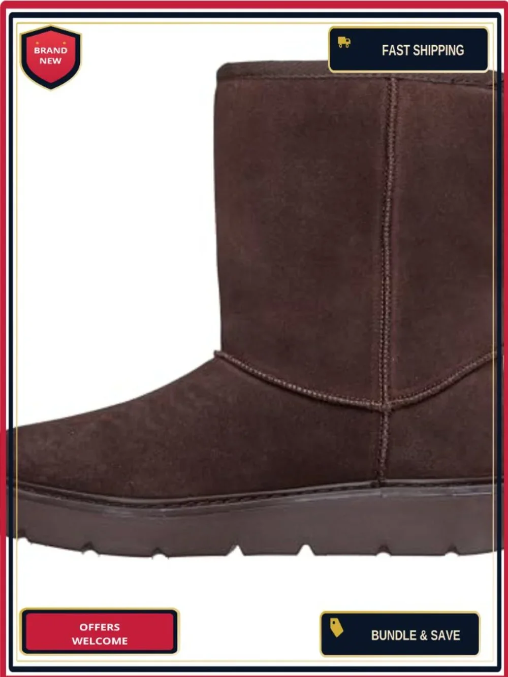 Womens Mid-Calf Suede Slip-On Winter Boots Memory Foam Wool Lining